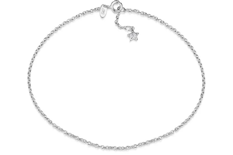 Fußkette Erbse 1,6 mit Stern -925 Silber
