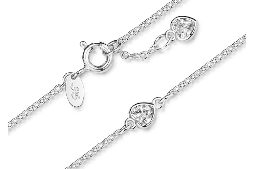 Fußkette Erbse 1,6 mit zwei Herzen - 925 Silber