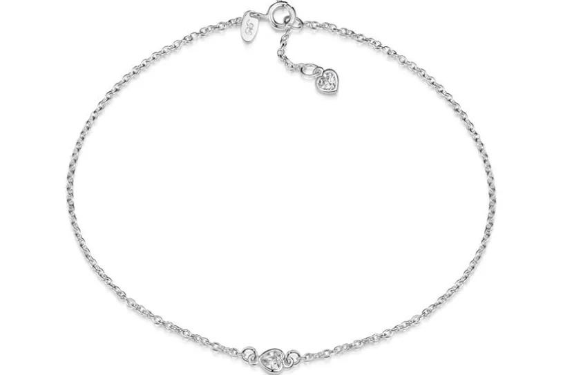 Fußkette Erbse 1,6 mit zwei Herzen - 925 Silber