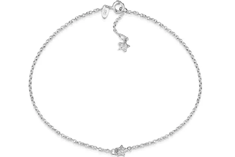 Fußkette Erbse 1,6 mit zwei Sternen -925 Silber
