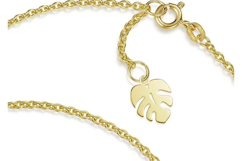 Fußkette Erbse 1,8mm mit Blatt - 585 Gold
