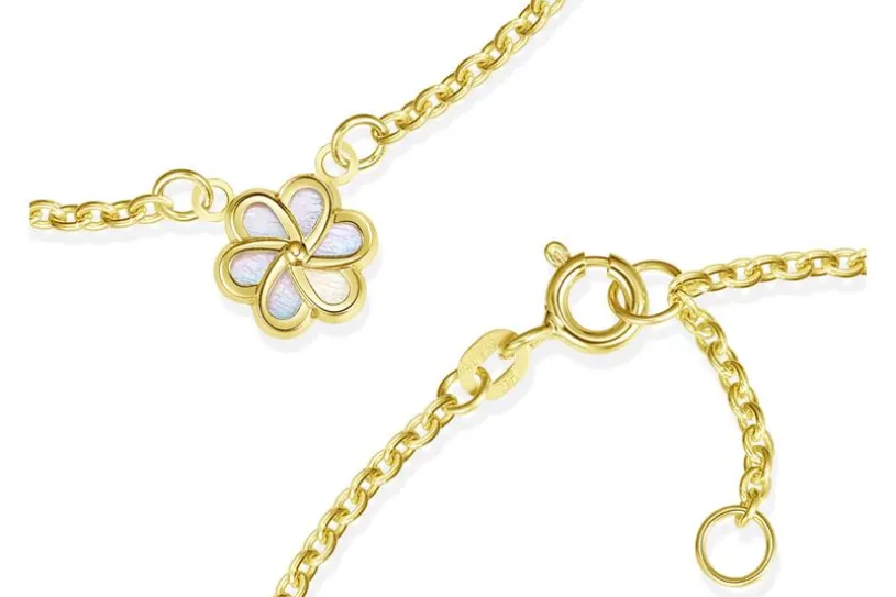 Fußkette Erbse 1,8mm mit Blüte - 585 Gold