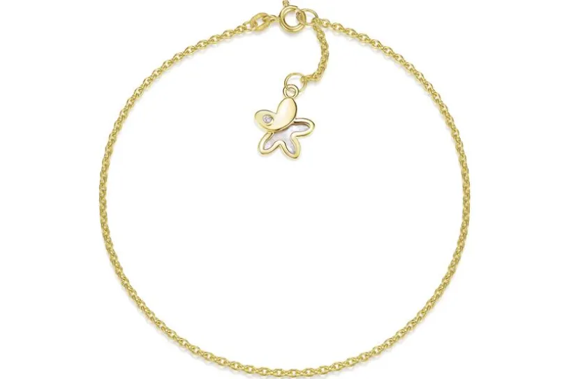 Fußkette Erbse 1,8mm mit Blume - 585 Gold