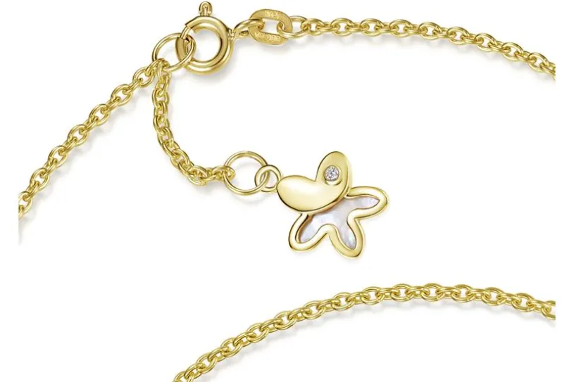 Fußkette Erbse 1,8mm mit Blume - 585 Gold