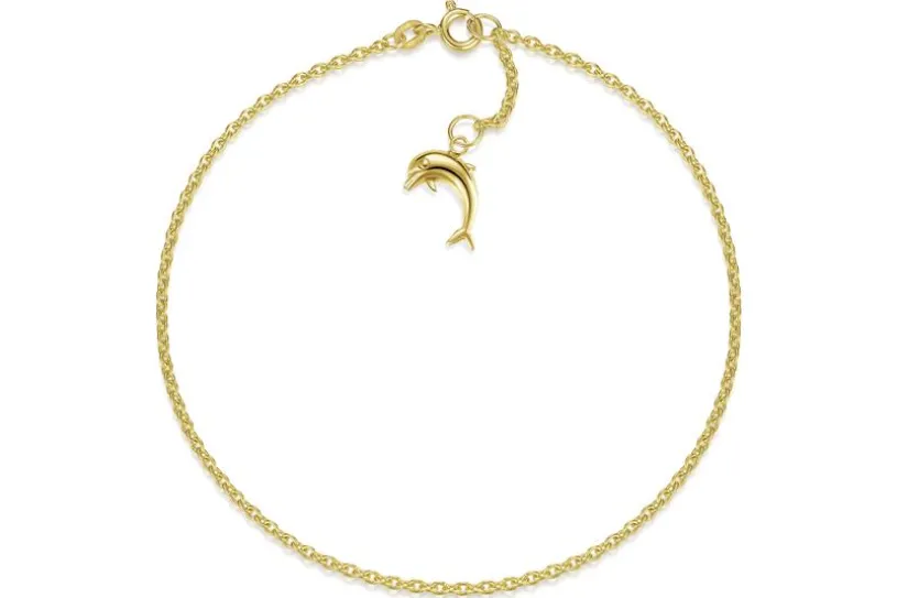 Fußkette Erbse 1,8mm mit Delphin - 585 Gold