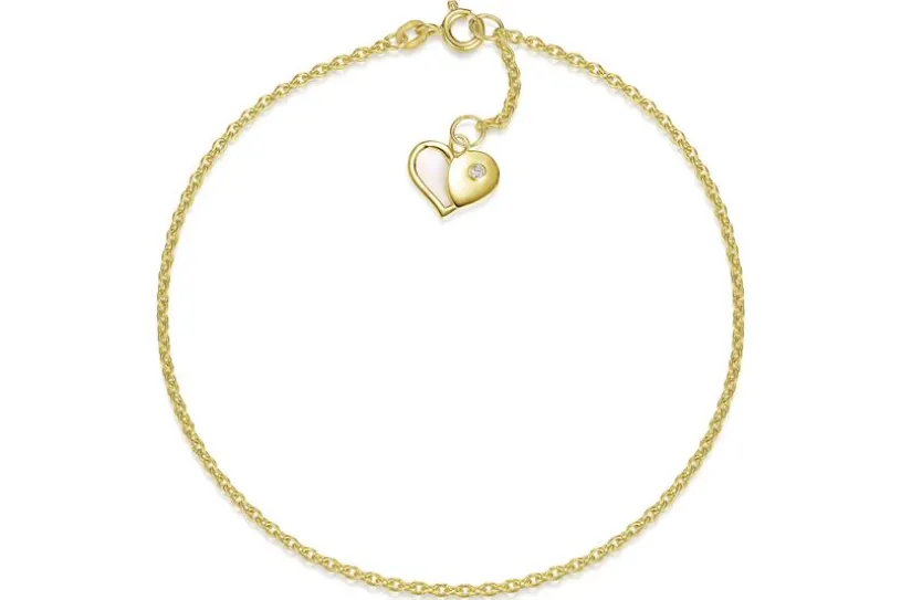 Fußkette Erbse 1,8mm mit Herz - 585 Gold