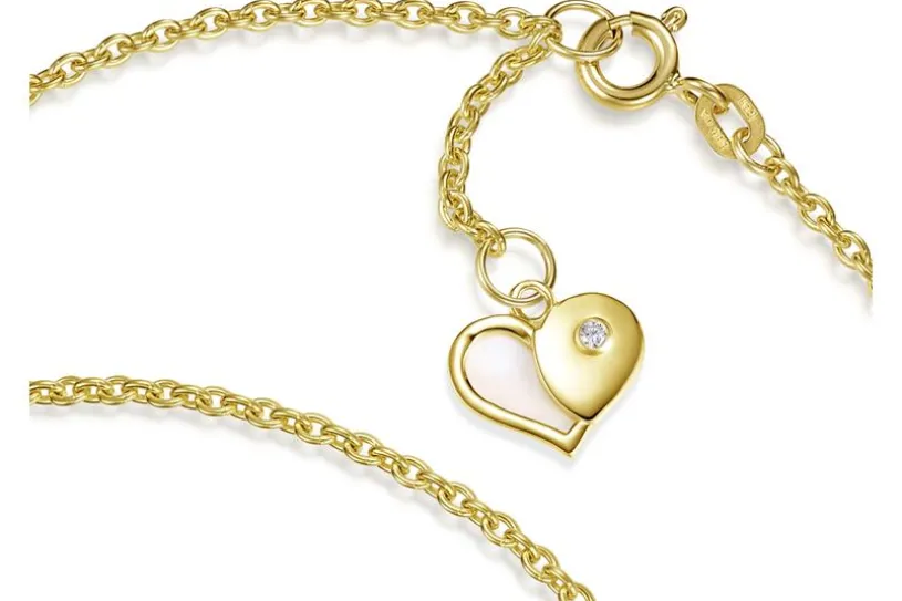 Fußkette Erbse 1,8mm mit Herz - 585 Gold