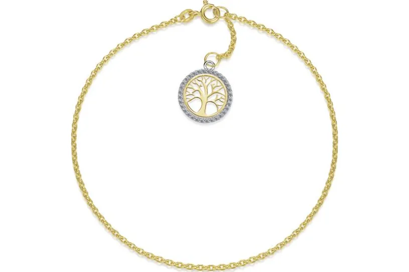 Fußkette Erbse 1,8mm mit Lebensbaum - 585 Gold
