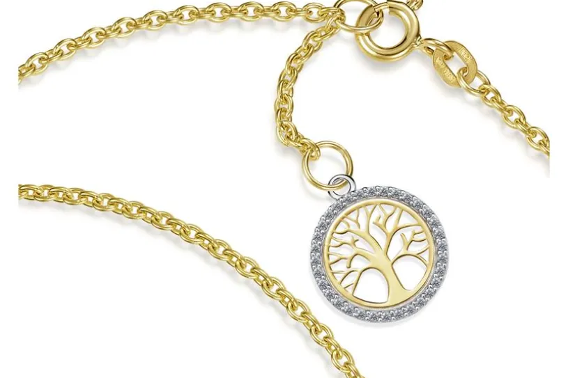Fußkette Erbse 1,8mm mit Lebensbaum - 585 Gold