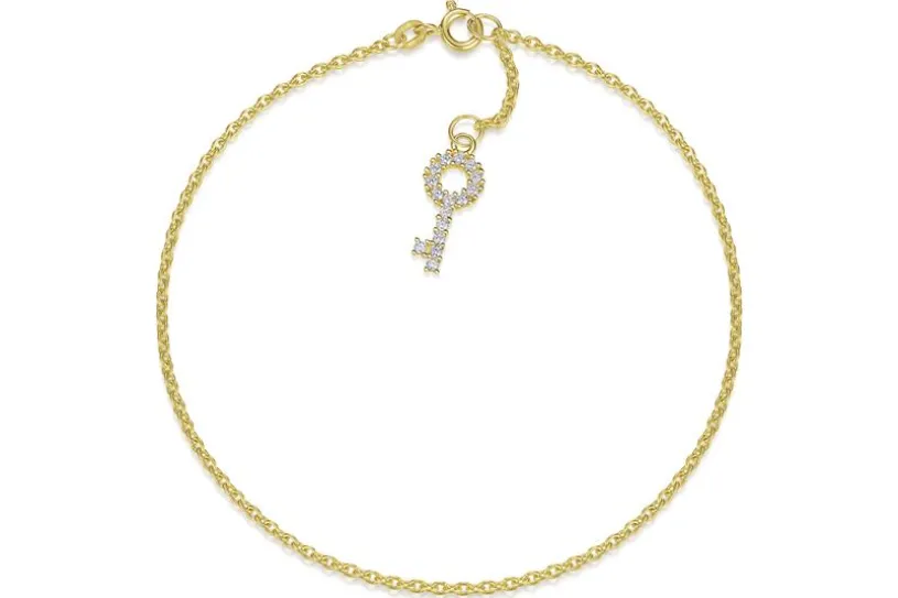 Fußkette Erbse 1,8mm mit Schlüssel - 585 Gold