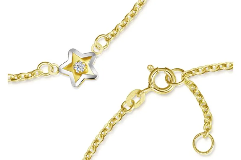 Fußkette Erbse 1,8mm mit Stern mittig - echt 585 Gold