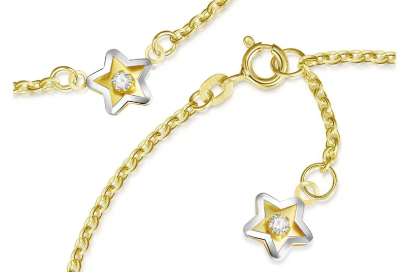 Fußkette Erbse 1,8mm mit Sternen - 585 Gold