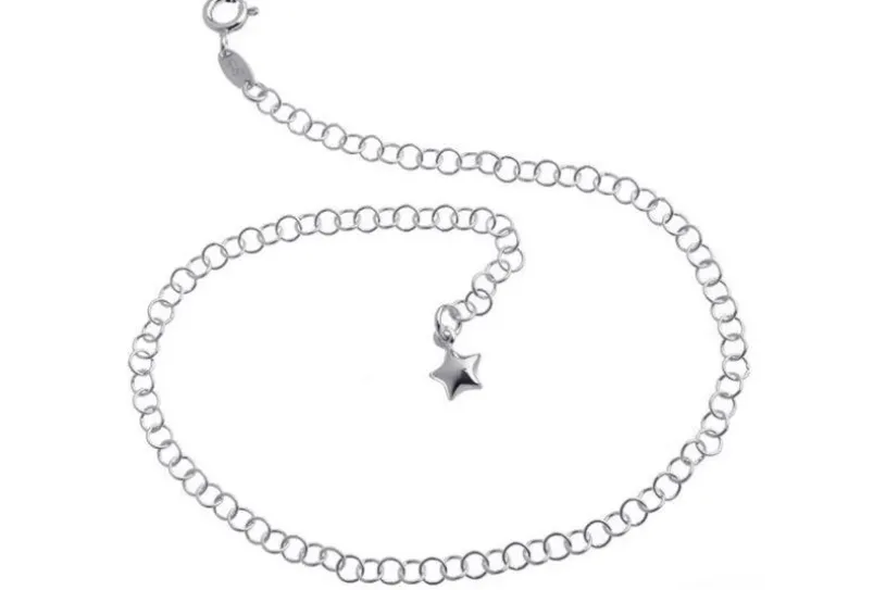 Fußkette Erbse 3,5mm mit Stern - 925 Silber