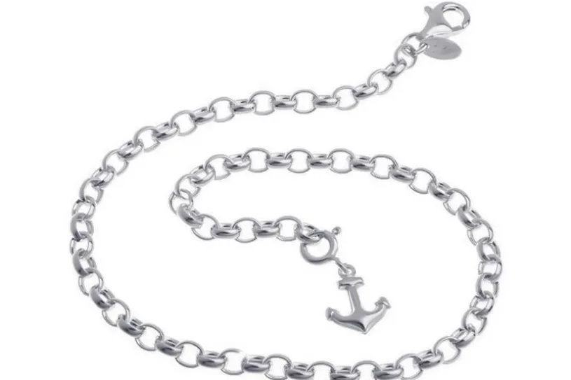 Fußkette Erbskette 4mm - 925 Silber wahlweise mit Anhängern