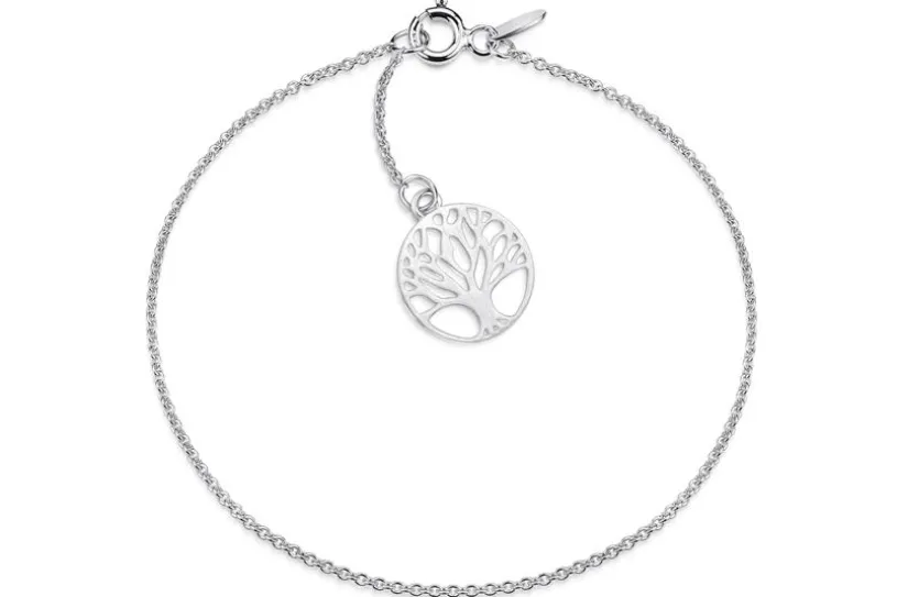 Fußkette Erbskette 1,3mm mit Lebensbaum - 925 Silber