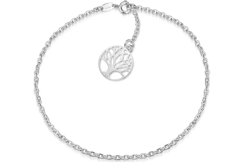 Fußkette Erbskette 2,2mm mit Lebensbaum - 925 Silber