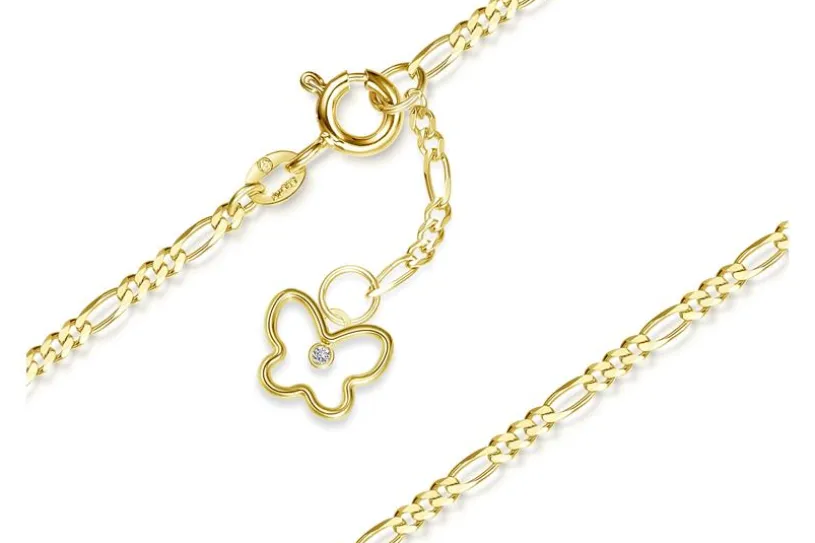 Fußkette Figaro 2mm mit Anhänger Schmetterling 1 - 585 Gold