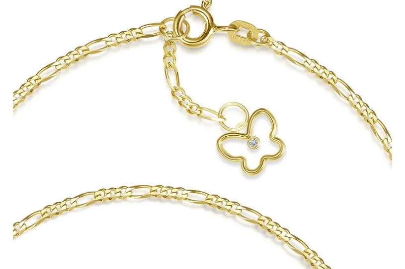 Fußkette Figaro 2mm mit Anhänger Schmetterling 1 - 585 Gold