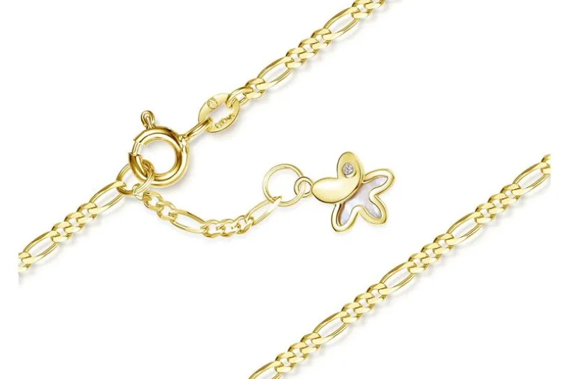Fußkette Figaro 2mm mit Blume - 585 Gold