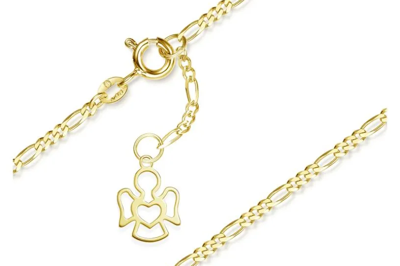 Fußkette Figaro 2mm mit Engel - 585 Gold