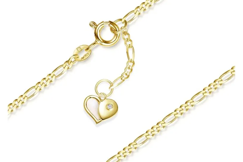Fußkette Figaro 2mm mit Herz - 585 Gold