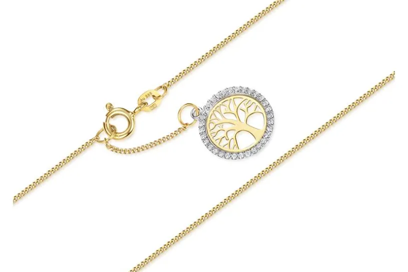 Fußkette 1mm mit Lebensbaum - 585 Gold