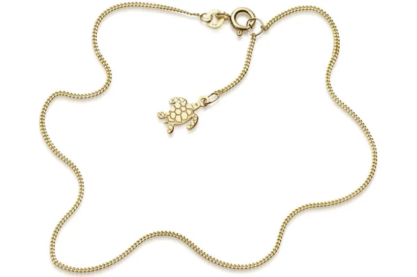 Fußkette 1mm mit Schildkröte - 333 Gold