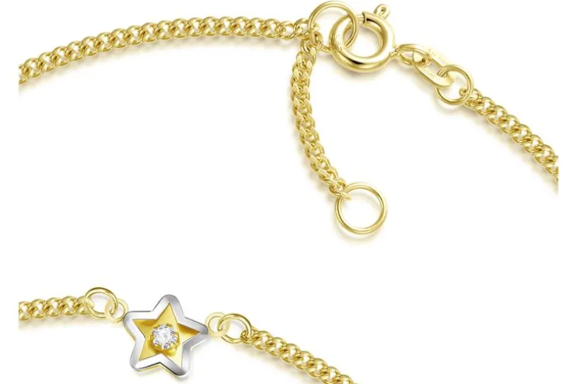 Fußkette Panzer 1,7mm mit Anhänger Stern Mitte - echt 585 Gold