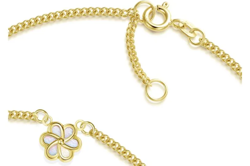 Fußkette Panzer 1,7mm mit Blütenanhänger - echt 585 Gold