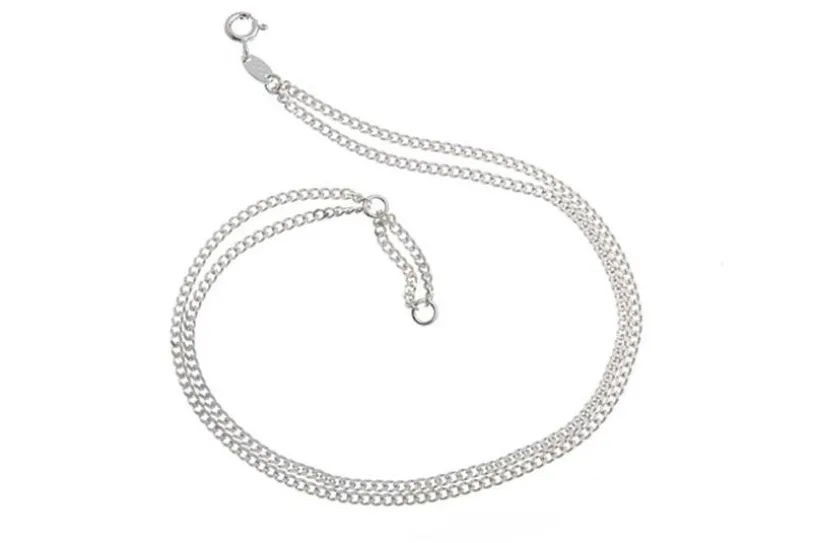 Fußkette Panzer 2-reihig  - 925 Silber wahlweise mit Anhänger