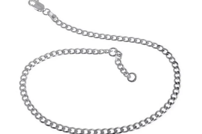 Fußkette Panzer3mm - 925 Silber mit Anhänger - 925 Silber wahlweise mit Anhängern