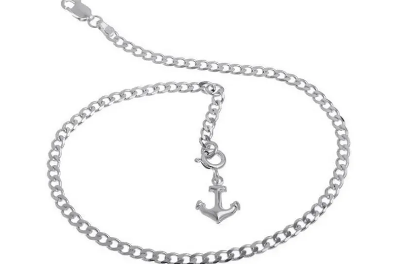 Fußkette Panzer3mm - 925 Silber mit Anhänger - 925 Silber wahlweise mit Anhängern