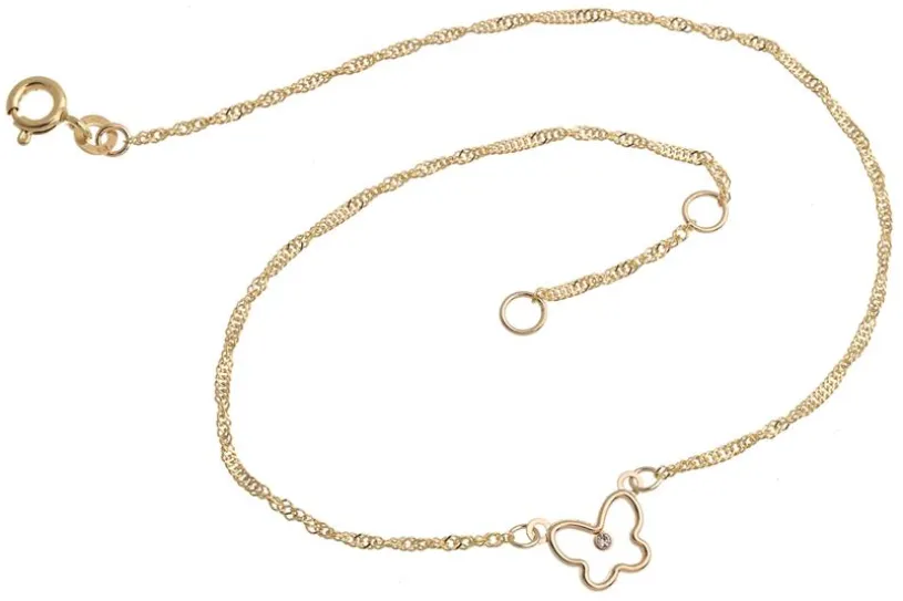 Fußkette Singapur 1,4mm mit Schmetterling II - 333 Gold Mod. 4924 - 333 Gold