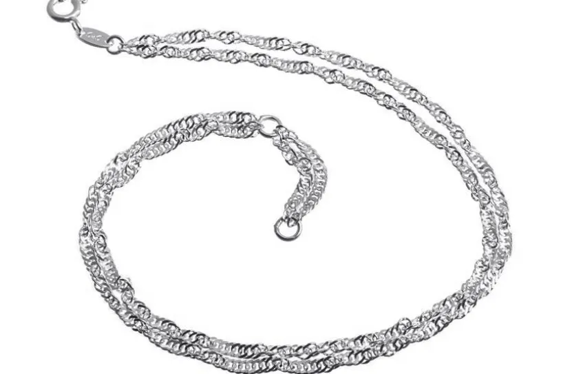 Fußkette Singapurkette 2reihig 2,3mm - 925 Silber wahlweise mit Anhängern