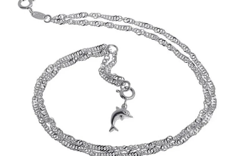 Fußkette Singapurkette 2reihig 2,3mm - 925 Silber wahlweise mit Anhängern
