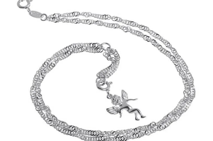 Fußkette Singapurkette 2reihig 2,3mm - 925 Silber wahlweise mit Anhängern