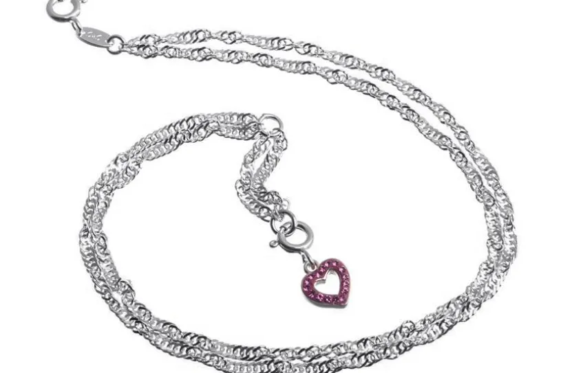 Fußkette Singapurkette 2reihig 2,3mm - 925 Silber wahlweise mit Anhängern