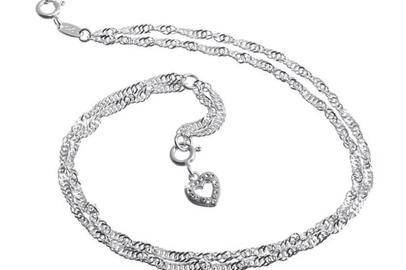 Fußkette Singapurkette 2reihig 2,3mm - 925 Silber wahlweise mit Anhängern