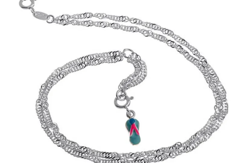 Fußkette Singapurkette 2reihig 2,3mm - 925 Silber wahlweise mit Anhängern