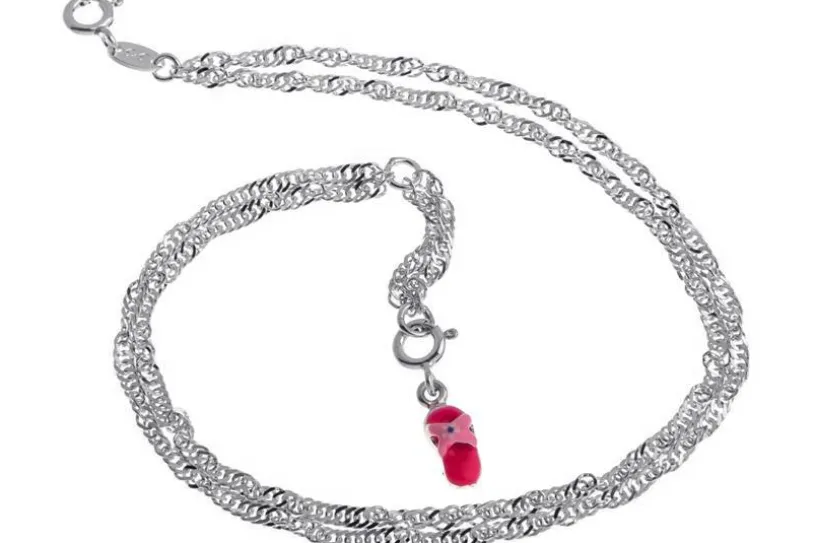 Fußkette Singapurkette 2reihig 2,3mm - 925 Silber wahlweise mit Anhängern