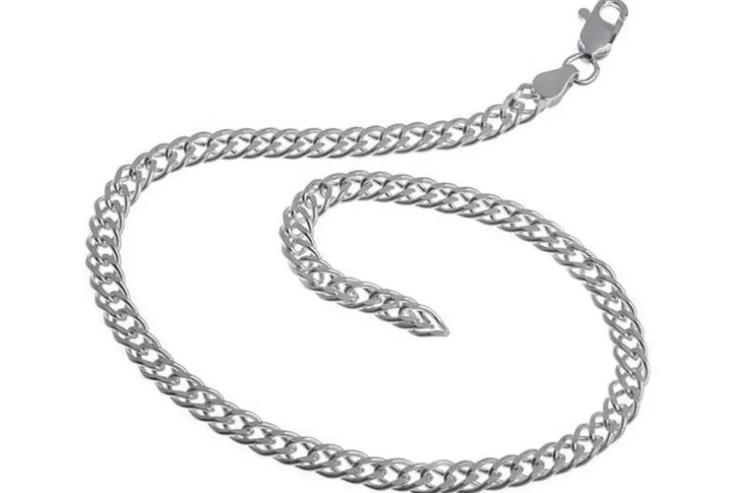 Fußkette Zwillingspanzer 4,5mm - 925 Silber wahlweise mit Anhängern