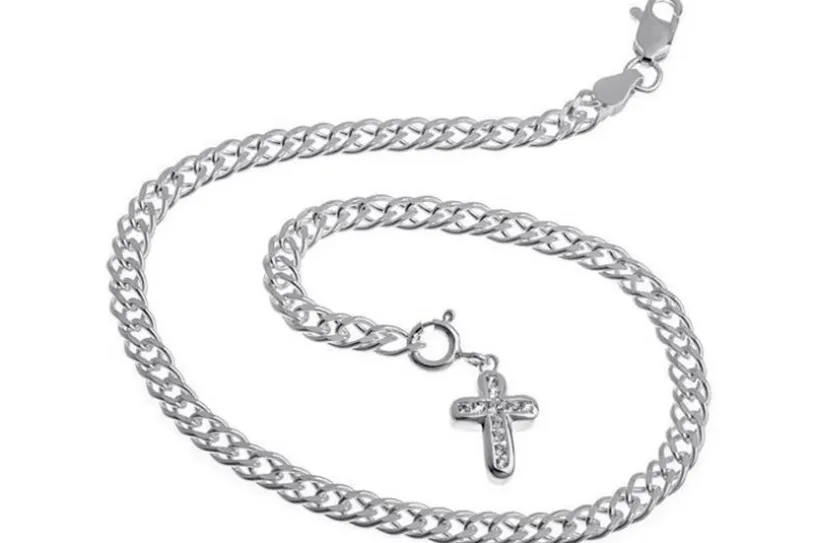 Fußkette Zwillingspanzer 4,5mm - 925 Silber wahlweise mit Anhängern