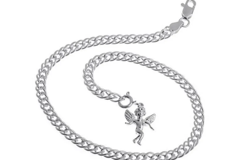 Fußkette Zwillingspanzer 4,5mm - 925 Silber wahlweise mit Anhängern