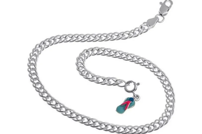 Fußkette Zwillingspanzer 4,5mm - 925 Silber wahlweise mit Anhängern