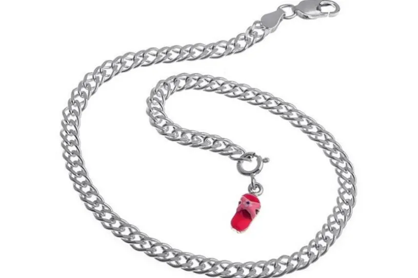 Fußkette Zwillingspanzer 4,5mm - 925 Silber wahlweise mit Anhängern