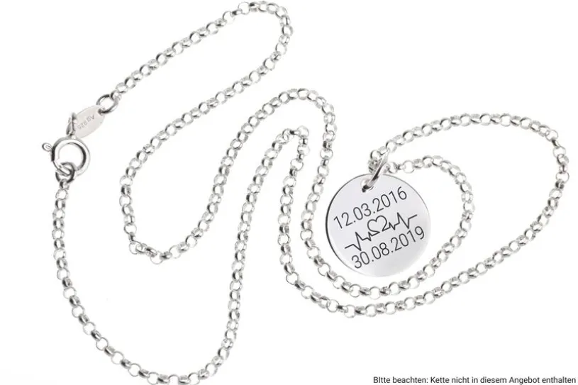 Gravuranhänger Heartbeat - 925 Silber
