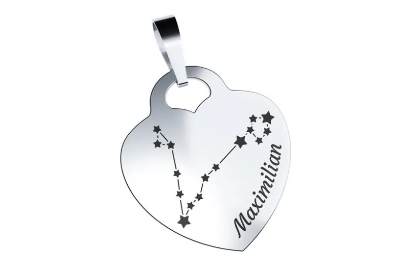 Gravuranhänger Herz Sternzeichen FISCHE - 925 Silber