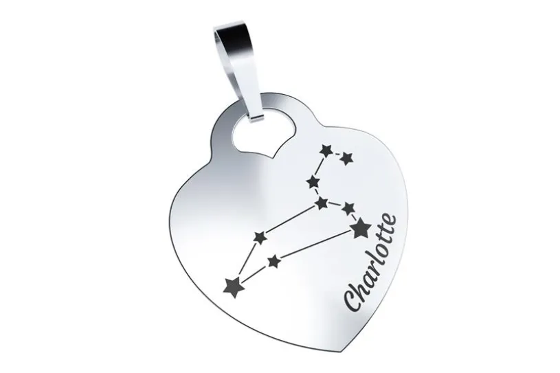 Gravuranhänger Herz Sternzeichen LÖWE - 925 Silber