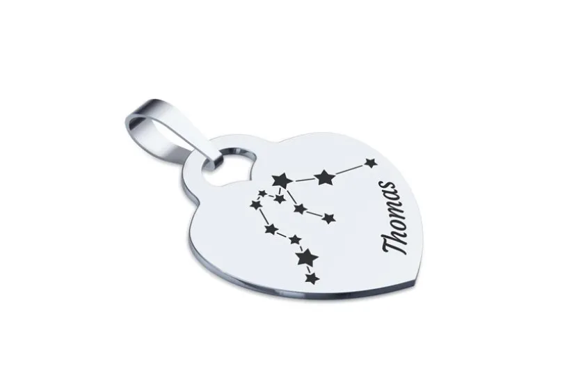 Gravuranhänger Herz Sternzeichen WASSERMANN - 925 Silber