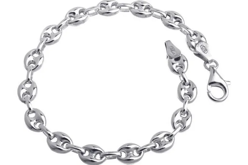 Kaffeebohnenarmband 6,5mm - 925 Silber